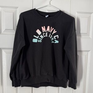 Old Navy Black Sweatshirt with Pastel Graphic